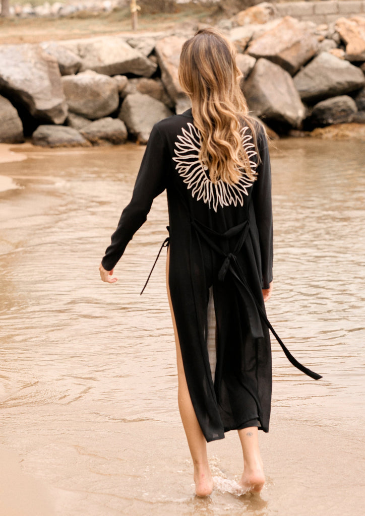 Handmade Embroidery Black Le Soilel Long Dress | Aguadulce Swimwear Handmade Embroidery Black Le Soilel Long Dress | Aguadulce Swimwear