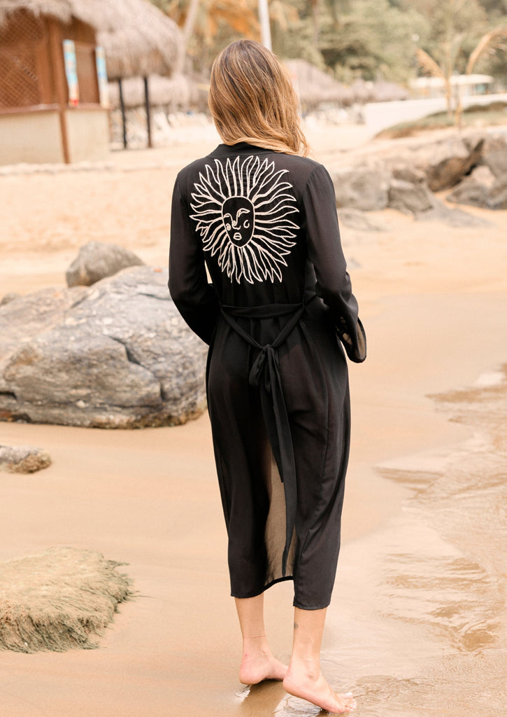 Handmade Embroidery Black Le Soilel Long Dress | Aguadulce Swimwear Handmade Embroidery Black Le Soilel Long Dress | Aguadulce Swimwear